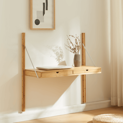 Estante de parede Tingvoll com 2 prateleiras 85x85x36cm - Bambu en.casa