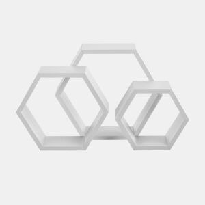 Estante de parede elegante de 3 peças de design retro em branco mate (3 tamanhos diferentes) en.casa