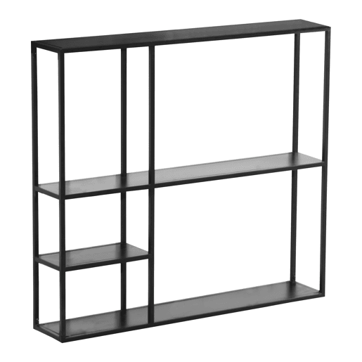 Estante de parede Jämijärvi com 5 compartimentos abertos em aço 90 x 100 x 18 cm - Preto mate en.casa