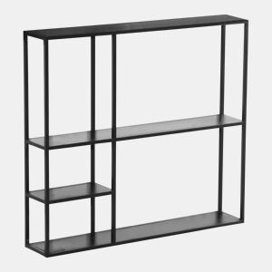 Estante de parede Jämijärvi com 5 compartimentos abertos em aço 90 x 100 x 18 cm - Preto mate en.casa