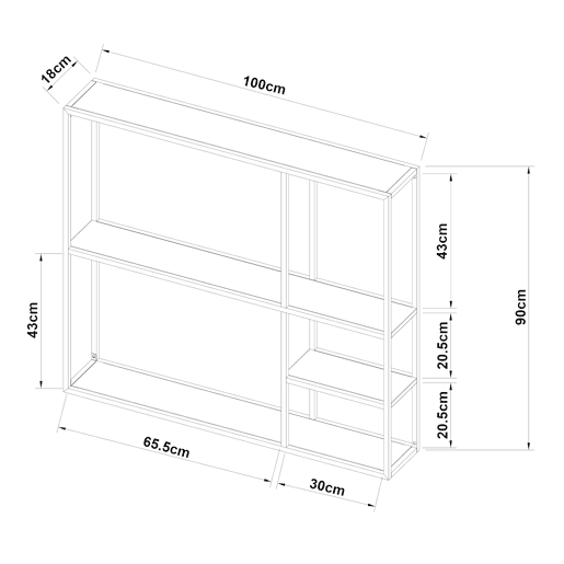 Estante de parede Jämijärvi com 5 compartimentos abertos em aço 90 x 100 x 18 cm - Preto mate en.casa