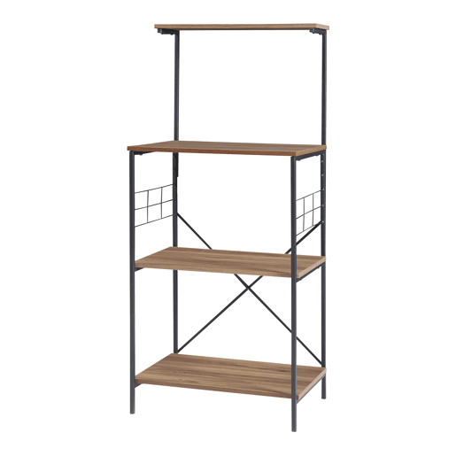 Estante de cozinha Billund 4 prateleiras metalaglomerado 133x60x42cm efeito pretonoz en.casa