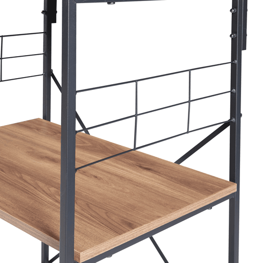 Estante de cozinha Billund 4 prateleiras metalaglomerado 133x60x42cm efeito pretonoz en.casa