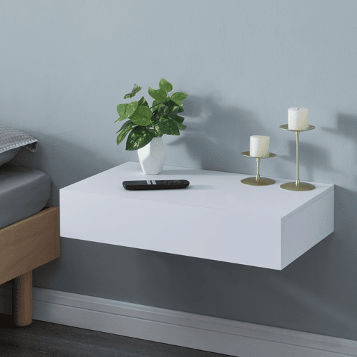 Estante de parede Kärsämäki com gaveta até 5 kg MDF 60 x 35 x 12 cm - Branco en.casa Estante de parede Kärsämäki com gaveta até 5 kg MDF 60 x 35 x 12 cm - Branco en.casa