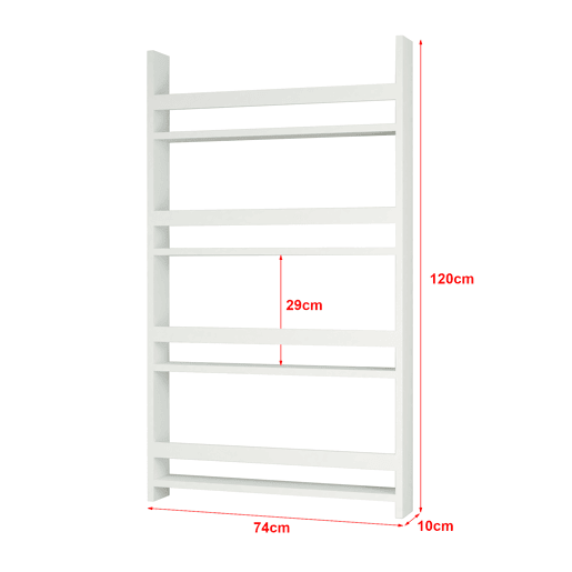 Estante de parede para crianças Sotenäs 4 níveis em aglomerado 120 x 74 x 10 cm branco en.casa