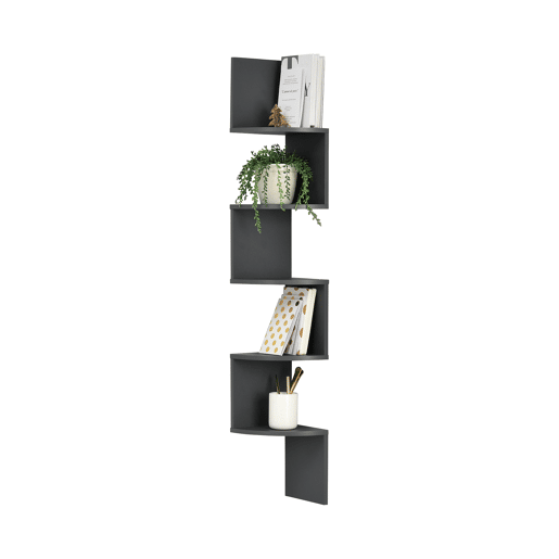 Estante de parede de design retro cinzento escuro mate (123x19,5x19,5-cm) en.casa