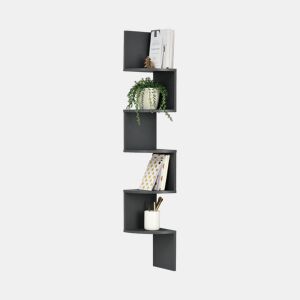 Estante de parede de design retro cinzento escuro mate (123x19,5x19,5-cm) en.casa