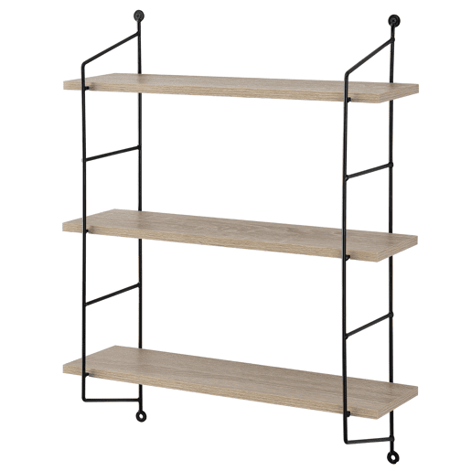 Estante de parede Ösel com 3 prateleiras estrutura em aço 64 x 48 x 15 cm - Efeito madeira en.casa