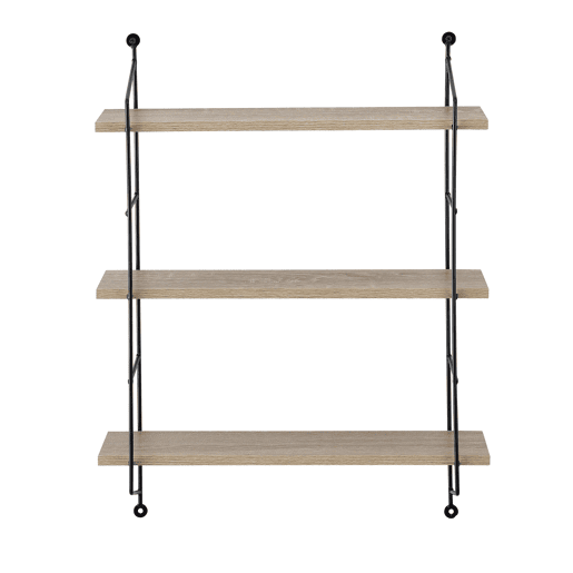 Estante de parede Ösel com 3 prateleiras estrutura em aço 64 x 48 x 15 cm - Efeito madeira en.casa