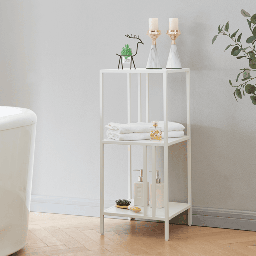 Estante de chão Kumlingede 3 níveis em aço de design industrial 80 x 35 x 35 cm - Branco en.casa