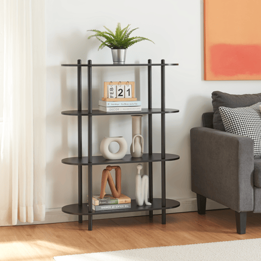 Estante Øvre com 4 prateleiras metálicas 108x80x30cm - Preto en.casa