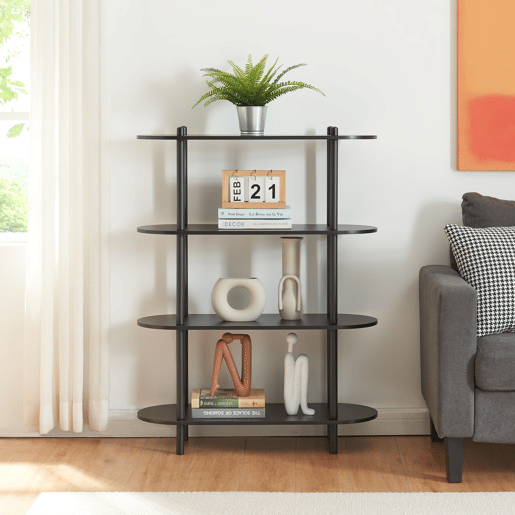 Estante Øvre com 4 prateleiras metálicas 108x80x30cm - Preto en.casa