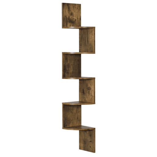 Estante de parede elegante - 123 x 19,5 x 19,5 cm - Nogueira mate - Design retro en.casa