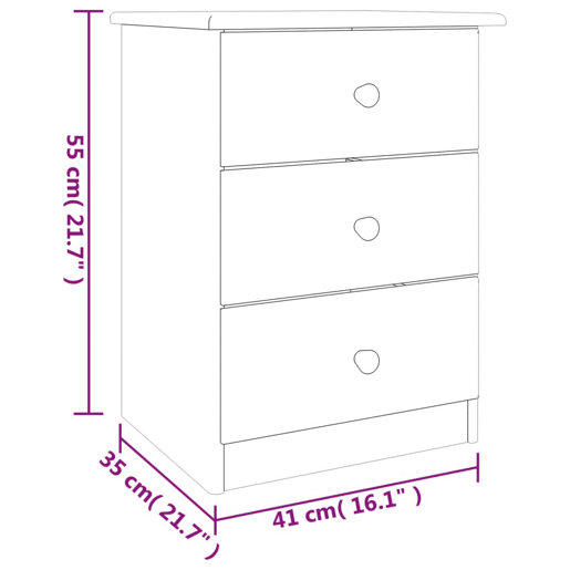 vidaXL Mesa de cabeceira ALTA 41x35x55,5 cm pinho maciço branco vidaXL Mesa de cabeceira ALTA 41x35x55,5 cm pinho maciço branco