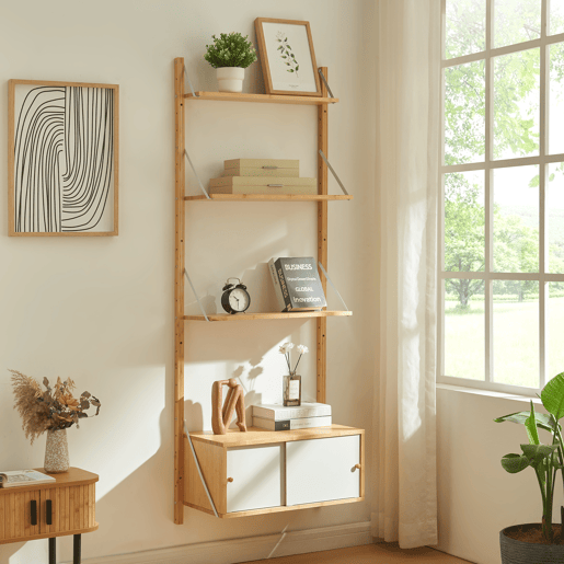 Estante de parede Tingvoll com 3 prateleiras 176x65x34cm - Bambu en.casa