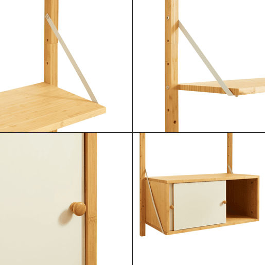 Estante de parede Tingvoll com 3 prateleiras 176x65x34cm - Bambu en.casa