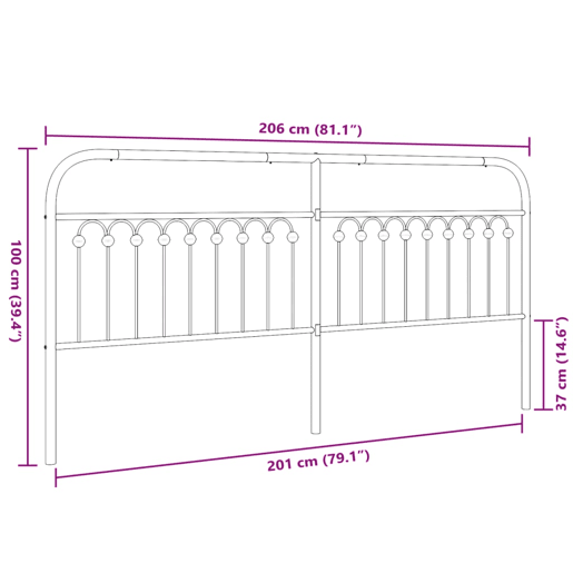 vidaXL Cabeceira de cama 200 cm metal branco