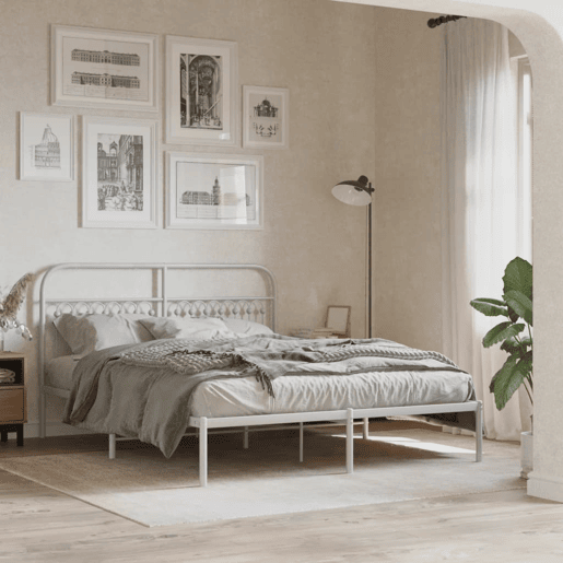 vidaXL Cabeceira de cama 150 cm metal branco vidaXL Cabeceira de cama 150 cm metal branco