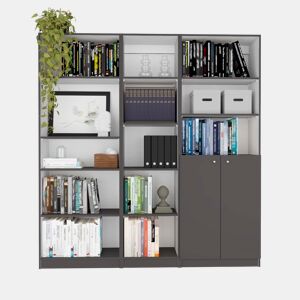 Conjunto de estantes de melamina para escritório em casa de 3 peças com prateleiras