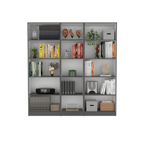 Conjunto de estantes de melamina para escritório em casa de 3 peças com prateleiras