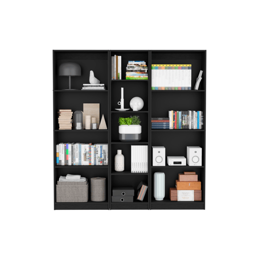 Fenix Premium Collection: Três Bibliotecas de Estilo Sofisticado, Estantes Resistentes e Grande Espaço de Organização