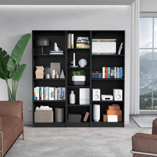 Fenix Premium Collection: Três Bibliotecas de Estilo Sofisticado, Estantes Resistentes e Grande Espaço de Organização