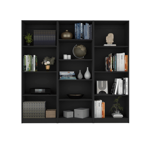 Elara Concept: Set de Três Bibliotecas Modernas, Grande Funcionalidade e Estilo Elegante para Organizar Livros e Decoração