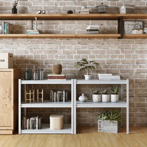 Estantes Austrheim em aço resistente 183x90x40 cm - Branco en.casa