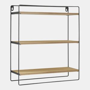 Estante de parede Skovbo 3 níveis aglomerado  metal 43 x 38 x 11 cm preto  madeira en.casa