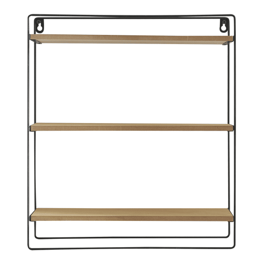 Estante de parede Skovbo 3 níveis aglomerado  metal 43 x 38 x 11 cm preto  madeira en.casa