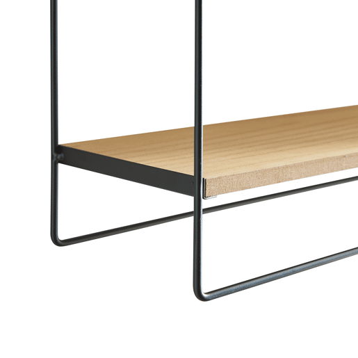 Estante de parede Skovbo 3 níveis aglomerado  metal 43 x 38 x 11 cm preto  madeira en.casa