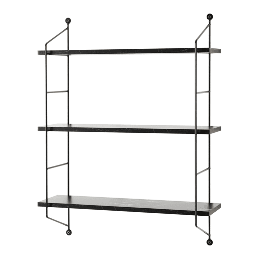 Estante de parede Ösel com 3 prateleiras estrutura em aço 64 x 48 x 15 cm - Mármore preto en.casa
