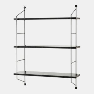 Estante de parede Ösel com 3 prateleiras estrutura em aço 64 x 48 x 15 cm - Mármore preto en.casa