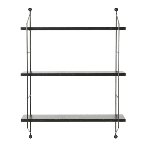 Estante de parede Ösel com 3 prateleiras estrutura em aço 64 x 48 x 15 cm - Mármore preto en.casa