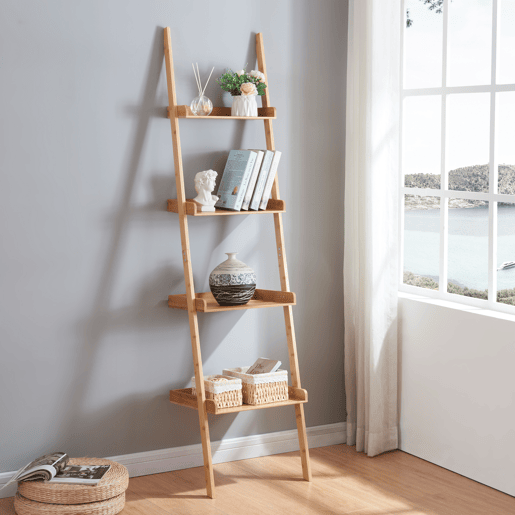 Estante em escada Göinge de 4 níveis bambu 176 x 44 x 37 cm - Natural en.casa