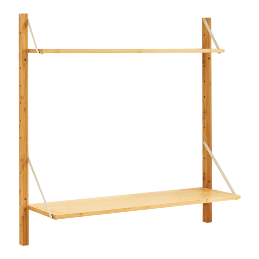 Estante de parede Tingvoll com 2 prateleiras 85x85x25cm - Bambu en.casa