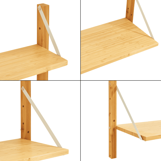 Estante de parede Tingvoll com 2 prateleiras 85x85x25cm - Bambu en.casa