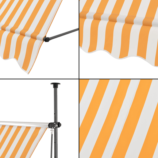 Toldo articulado com varas telescópicas 200 x 120 x 220-309 cm Amarelo e Branco pro.tec