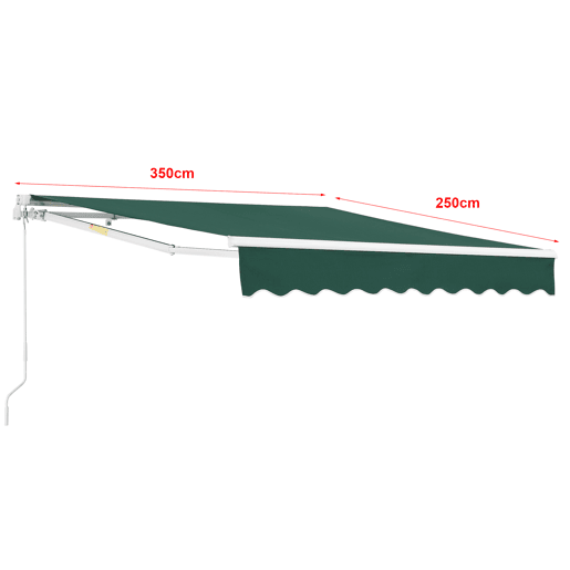 Toldo Articulado Bitonto Retráctil Manual 350 x 250 cm Verde Escuro en.casa