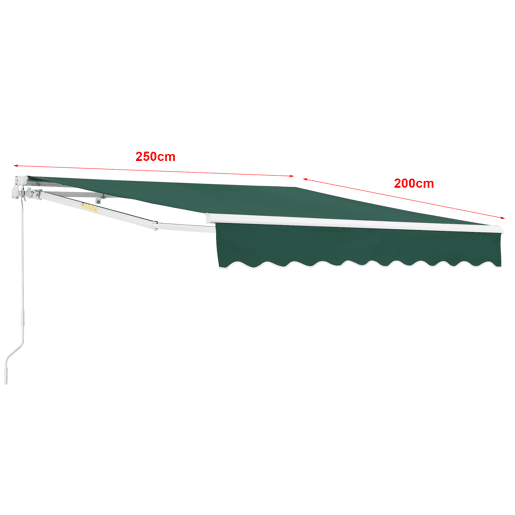 Toldo Articulado Bitonto Retráctil Manual 250 x 200 cm Verde Escuro en.casa