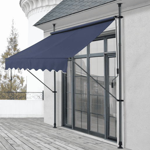 Toldo articulado com varas telescópicas 200 x 120 x 220-309 cm Azul escuro pro.tec