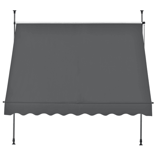 Toldo articulado com armação de haste enrolável - aço  poliéster 350 x 120 x 220-309 cm cinzento pro.tec