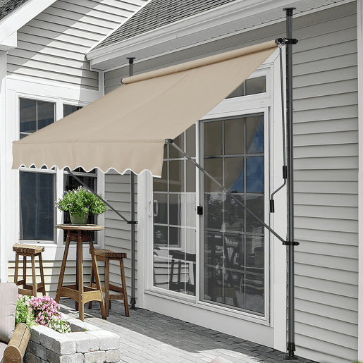 Toldo articulado com armação de haste enrolável em açopoliéster 250 x 120 x 220-309 cm cor areia pro.tec