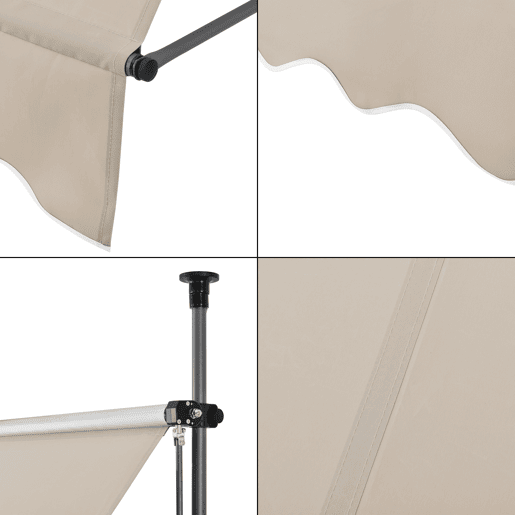 Toldo articulado com armação de haste enrolável em açopoliéster 250 x 120 x 220-309 cm cor areia pro.tec