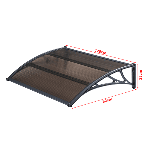 Toldo exterior Mellerud para portas com proteção policarbonato  plástico 120 x 80 cm - Preto e castanho en.casa