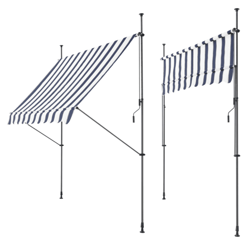 Toldo articulado com varas telescópicas 200 x 120 x 220-309 cm Azul escuro e branco pro.tec