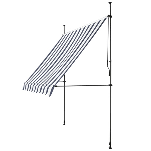 Toldo articulado com varas telescópicas 200 x 120 x 220-309 cm Azul escuro e branco pro.tec