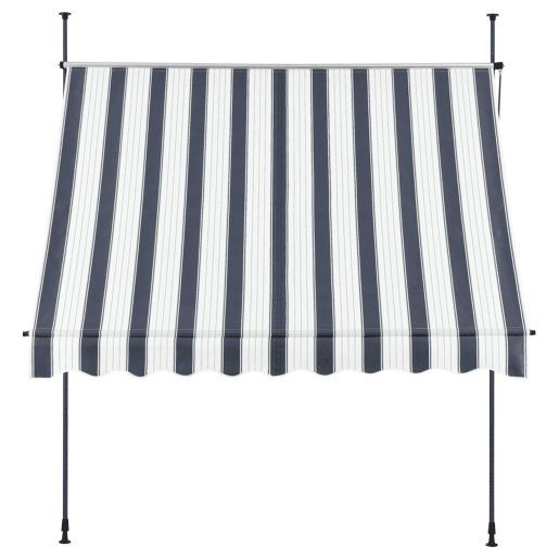 Toldo articulado com varas telescópicas 200 x 120 x 220-309 cm Azul escuro e branco pro.tec