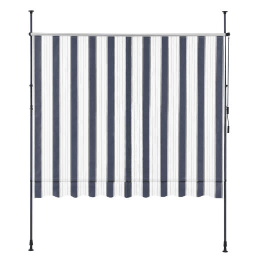 Toldo articulado com varas telescópicas 200 x 120 x 220-309 cm Azul escuro e branco pro.tec