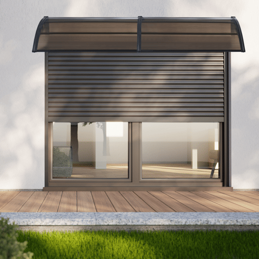 Toldo exterior Mellerud para portas com proteção policarbonato proteção plástica 200 x 100 cm - Preto e Castanho en.casa Toldo exterior Mellerud para portas com proteção policarbonato proteção plástica 200 x 100 cm - Preto e Castanho en.casa